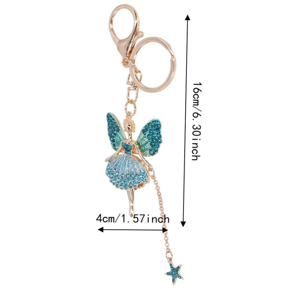 1pcs Rhinestone Decoration Angel Girl Keychain Butterfly Fairy Keychain For Women