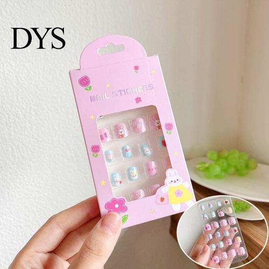 Nail Art Patch 24Pcs Kids Fake Kawaii Fun Designs For Children Stickers Set Creative DIY Kit for Decorations Easy-to-apply Nails