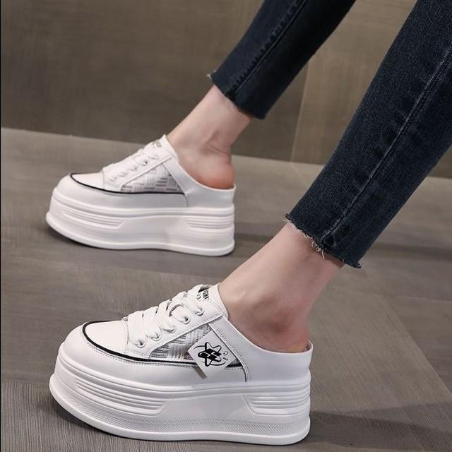 Super thick-soled fashion bag head cool slippers women wear versatile soft-soled white shoes summer shoes