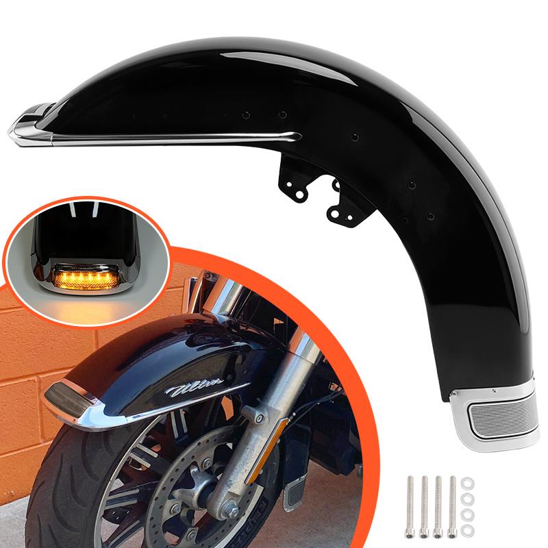 Motorcycle Front Fender Assembly with Tip Light Trim For Harley Touring Road King Electra Glide Street Road King Glide 2014-up