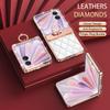 Luxury Fashion Diamonds Leather Plating Ring Holder Phone Case For Honor Magic V Flip 2 Hinge Full Protection V Flip2 Cover