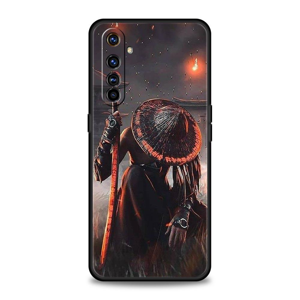 Painting Japan Samurai Art Phone Case For Realme 10 9 8 5G 7 6 GT2 Pro Plus 9i 8i C21 C11 C25 C35 GT Neo 2 3 3T Soft Black Cover