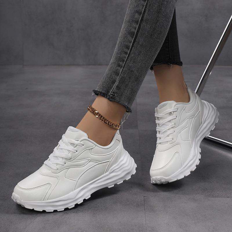 Fashion Clean - Fit White Platform Dad Sneakers | Lace - Up Light - Sport Daily Commute Shoes