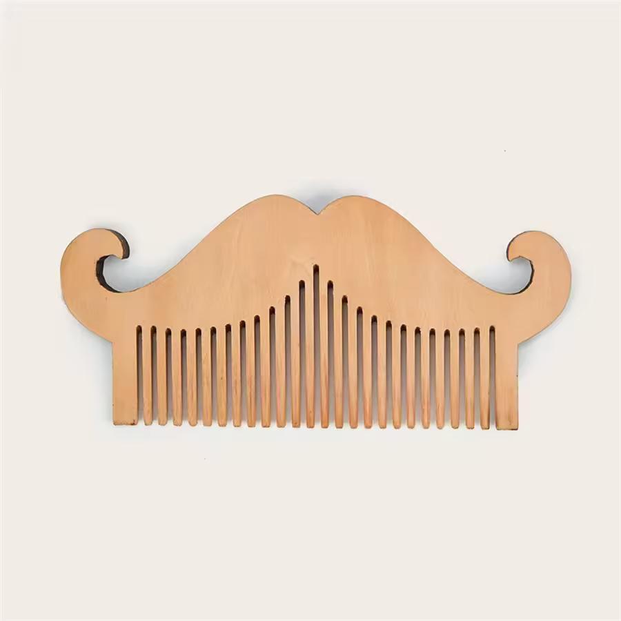 Barber Professional Wooden Comb Beard Shaped Hairbrush Hair Beard Soft Comb Mustache Brush Shaving Accessories Hair Styling Tool