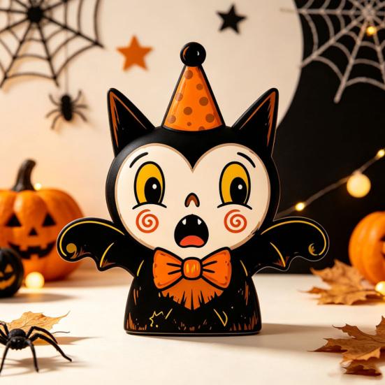 Halloween Gifts for Friends Wooden Ornaments, Retro Desktop Decorations Home Table Tiered Decorative Props Photography Tray Decor, Rustic