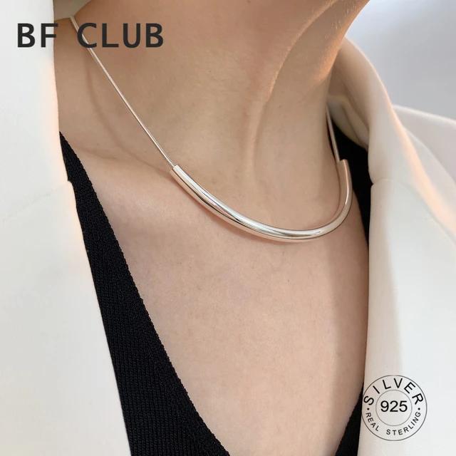 

Silver color Tube Clavicle Chain Choker Necklace For Women Rond Zircon Fine Jewelry Wedding Party Birthday Gift 40cm