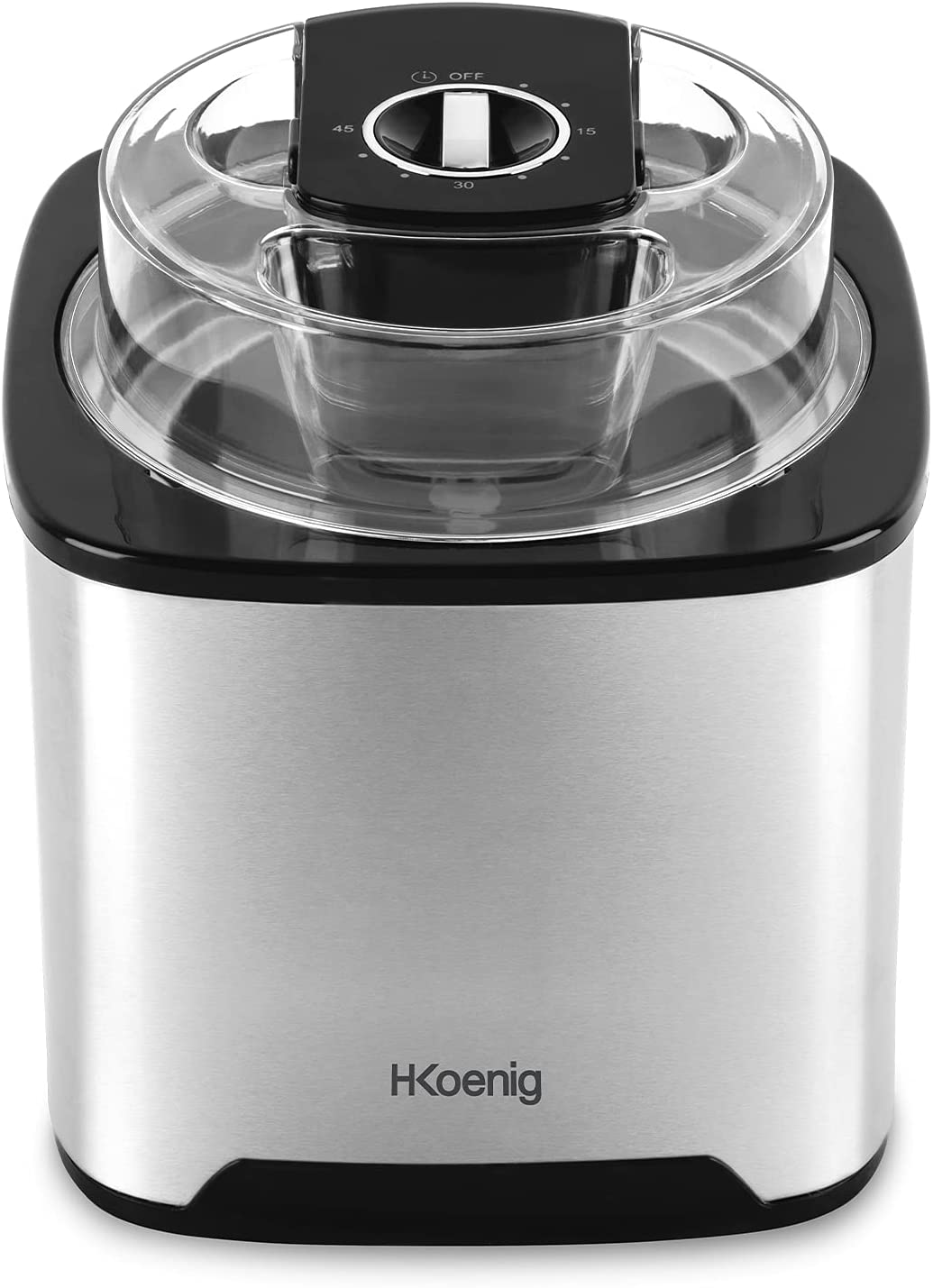 H.Koenig - Gelatiera SRB80, capacità 2L, acciaio inox, spegnimento automatico, coperchio trasparente, bacinella estraibile