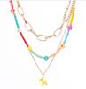 Geometric Trendy Flower Soft Clay Dog Pendant Necklace Elegant Layered Jewelry Women For