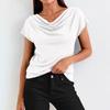 Summer New Women's Short-sleeved T-shirt Fashionable and Versatile Swing Collar Pullover Top