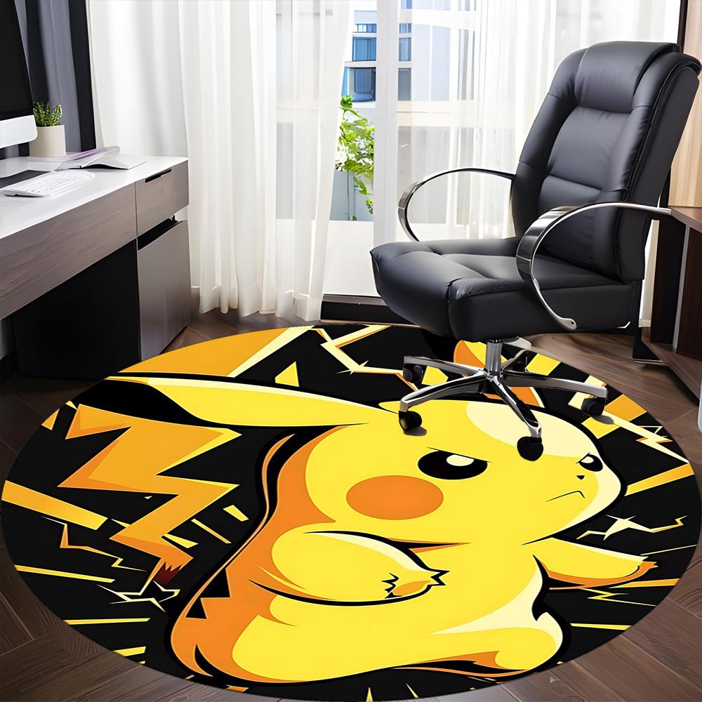 1pc Pikachu Electric Office Round Area Rug, Bedroom Living Room Home Decor, Room Deco,  Offic a1016123