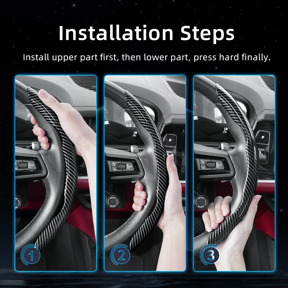 Suitable for Honda Carbon Fiber Texture Steering Wheel Cover with Segmented Quick-Release Design, Durable, for Cr-V Civic Hr-V Zr-V Vezel City Amaze