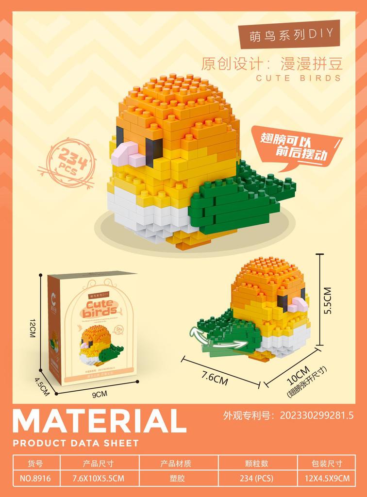 Animals Parrot Micro Diamond Small Particles Assembled Building Blocks Adults Cat Mirco Bricks Constructor Set Model Girls Toys