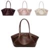 Elegant Pure Color Shoulder Bag With Stitching Details And Polyester Lining For Casual Outings