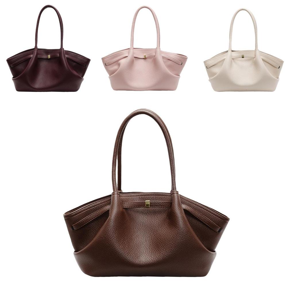 Elegant Pure Color Shoulder Bag With Stitching Details And Polyester Lining For Casual Outings