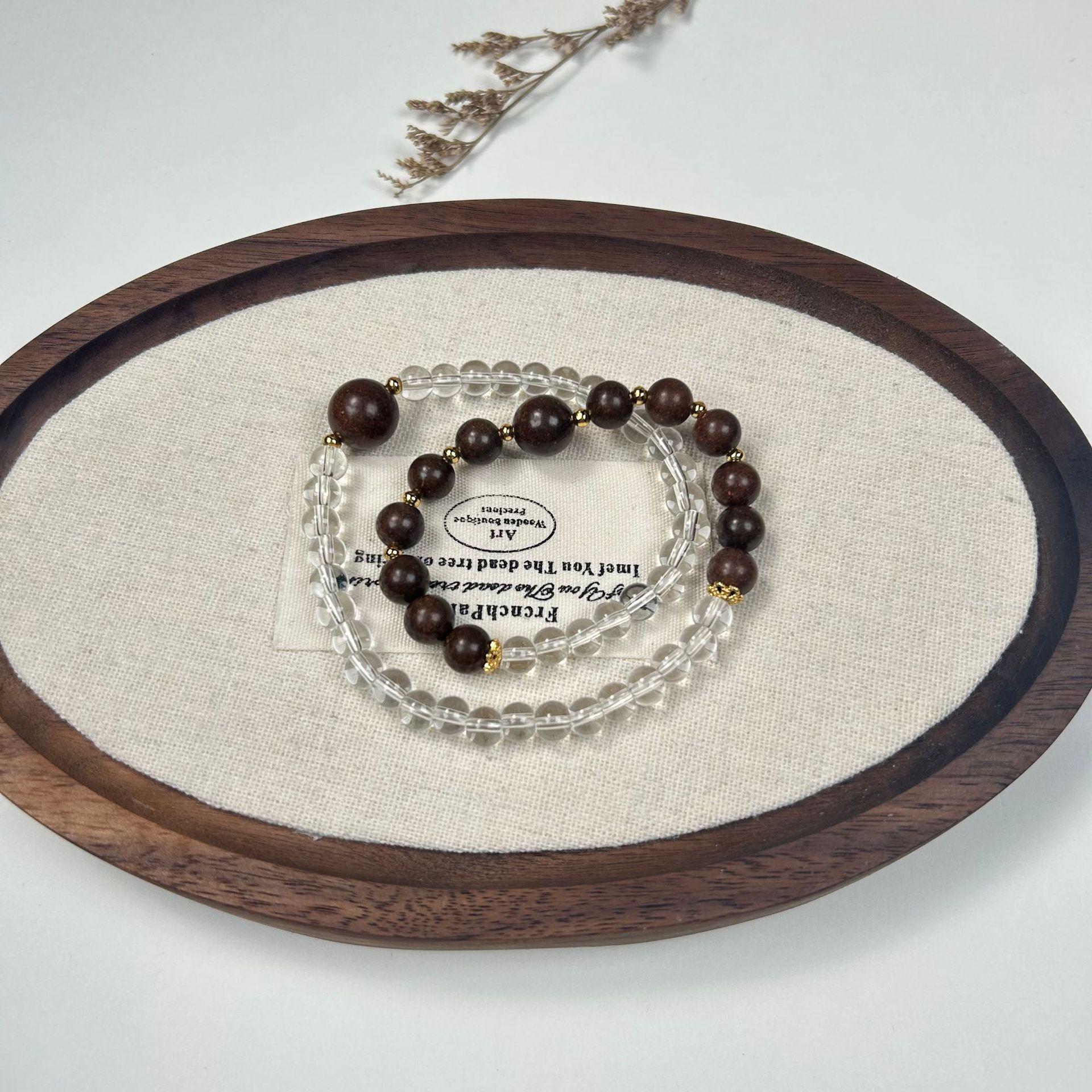 

White Crystal & Rosewood Bracelet - Elegant Natural Herbal Incense for Women