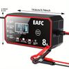 EAFC EU Plug 12V 8A Smart Car Battery Charger with LCD Display, Intelligent Pulse Repair Battery Charger