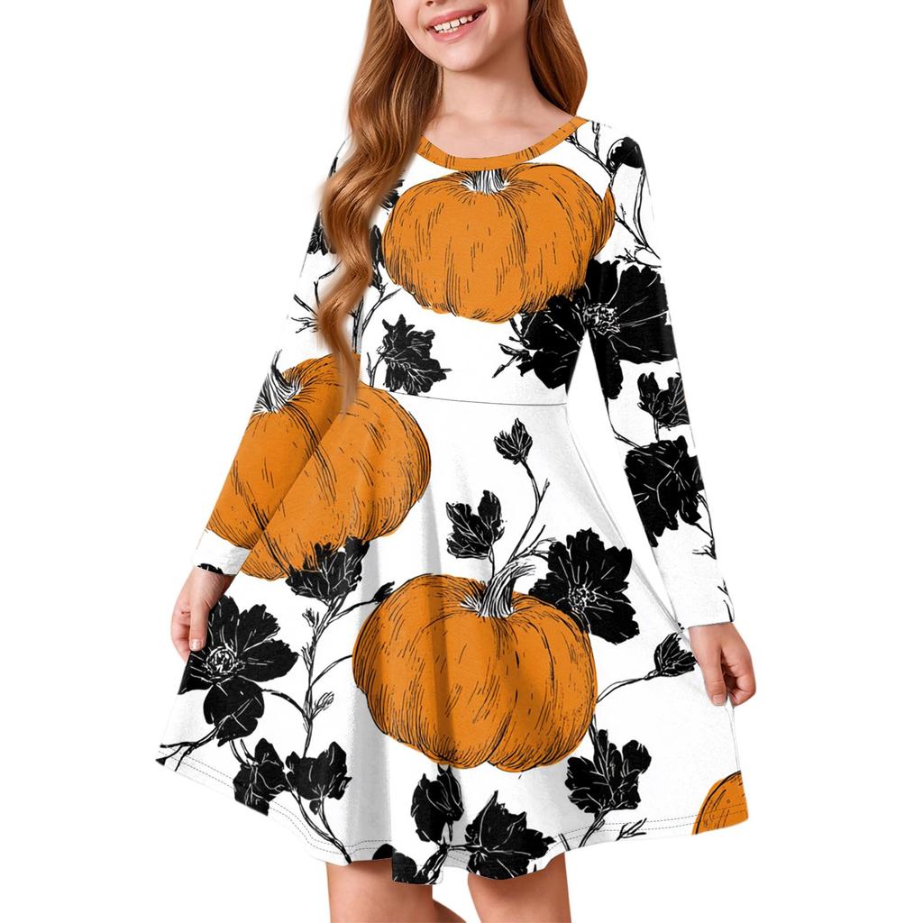 Jenters Sommer Prinsessekjole Halloween Dag- Langermet A-linje T-skjortekjole