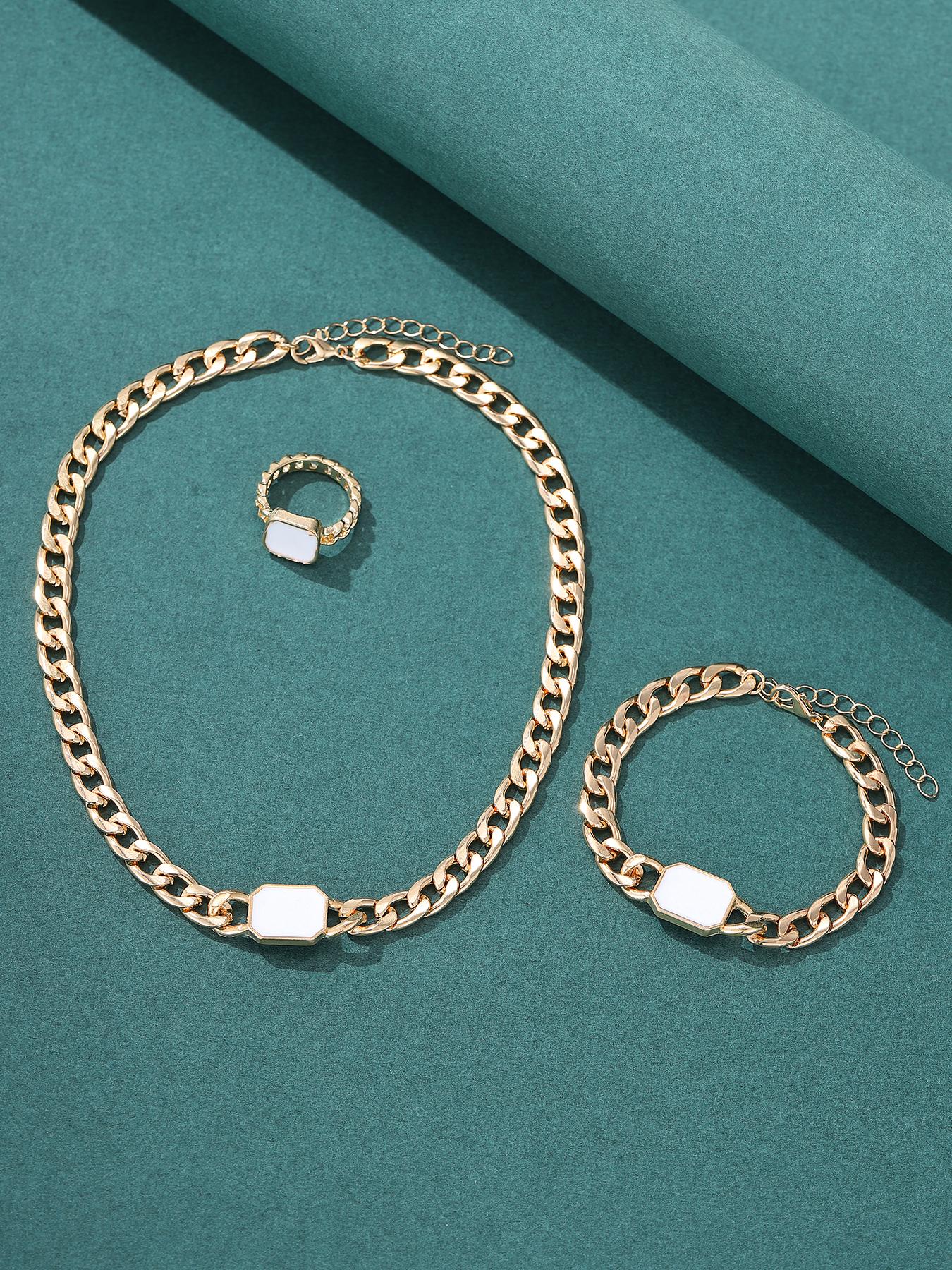 

3pcs Women s Zircon Set, Luxury Ladies Fashion Casual Bracelets, Necklace, Ring Zircon Set, Suitable for Daily Wear, Gift for