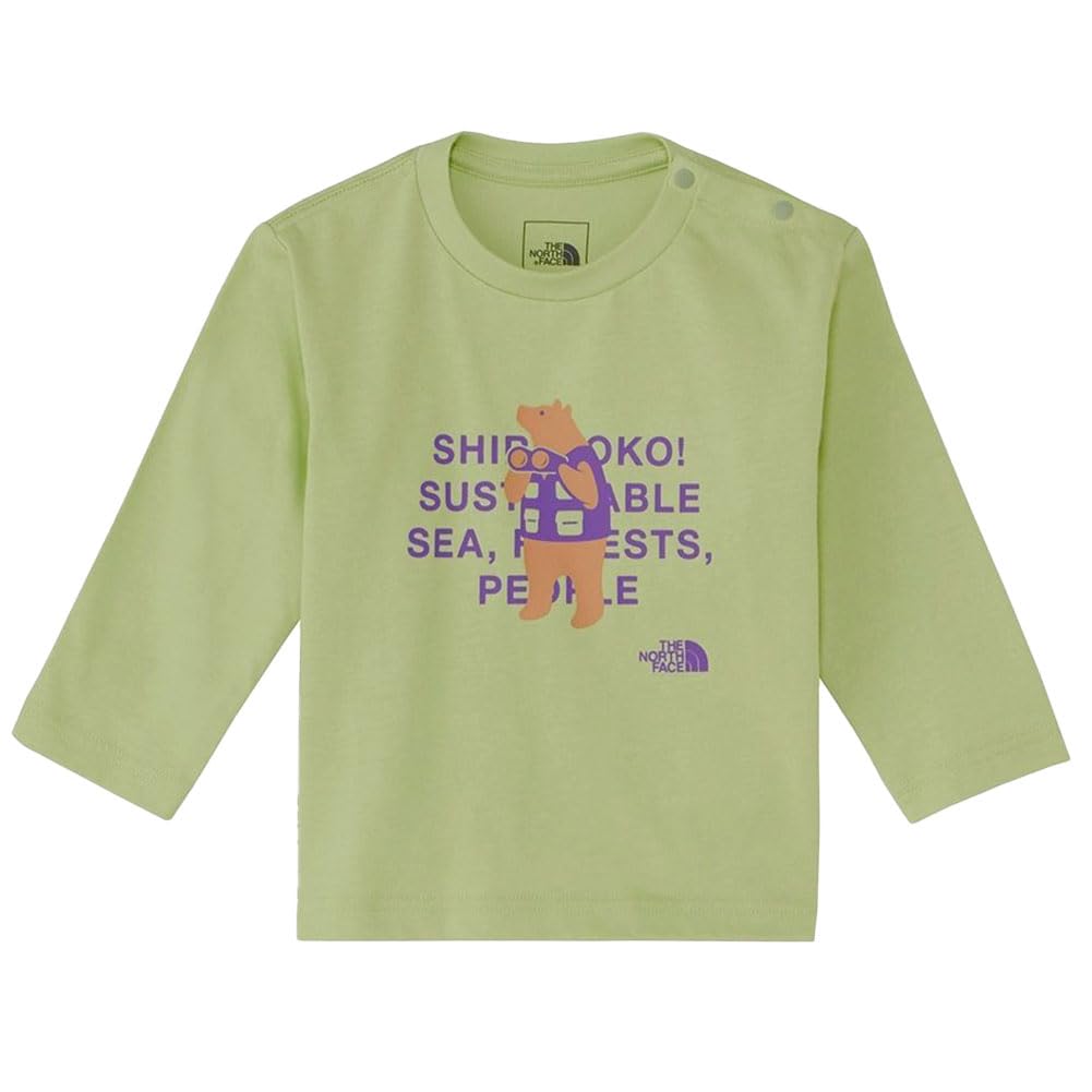 The North Face Baby Long Sleeve Shiretoko Tokotoko Organic Shiretoko Misty Size 90 Tee, Unisex, Cotton, Sage,