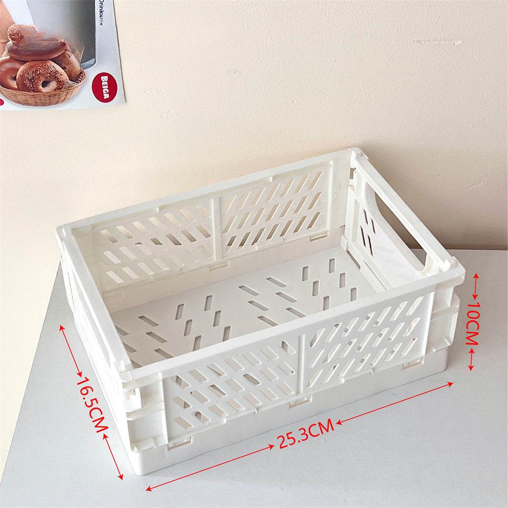 Cute Ins Folding Plastic Storage Rack Organizer Box Student Portable Desktop Food Toy HandAccount Tape Stationery Storage Basket
