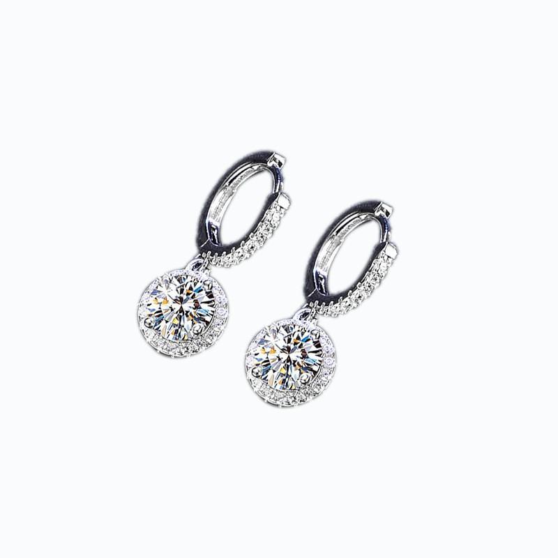 Sterling Round Moissanite Stud Earrings 1 Carat Women Minimalist Fashion Jewelry 925 Sterling Silver