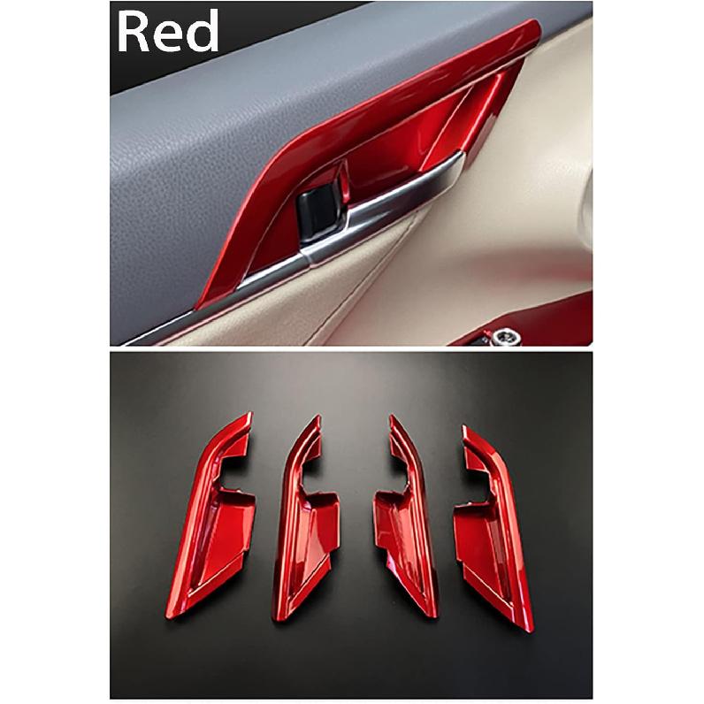 Car Accessories for Toyota Camry 2018 2019 2020 2021 2022 Inner Door Handle Decoration Cover Interior Door Bowl Frame Trim Sticker ( Red 4PCS,
