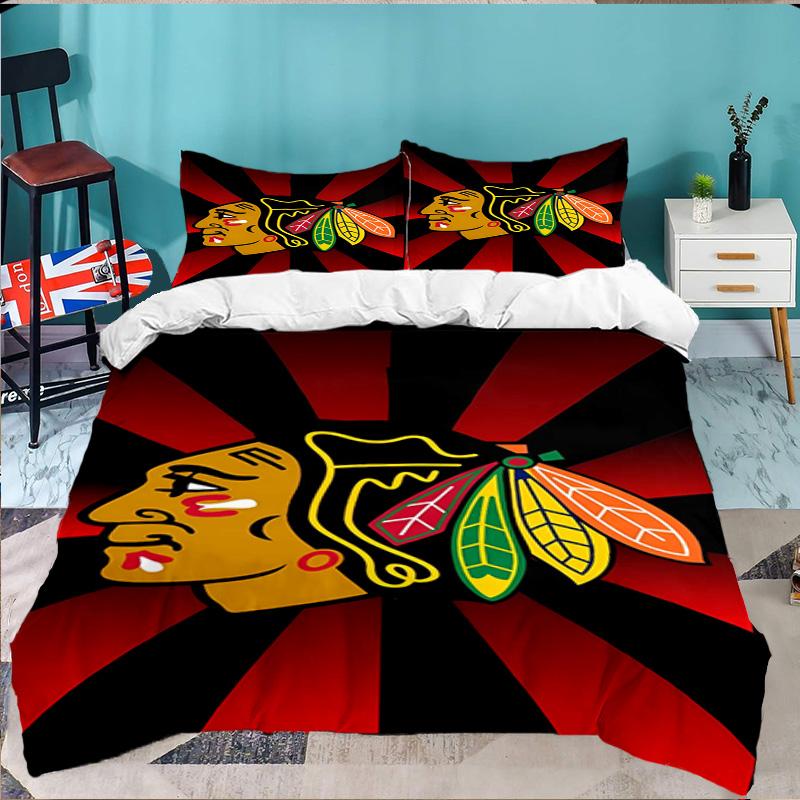 Chicago Hockey 3PCS Bedding set,Ideal for 1pc Duvet Cover And 2pcs Pillowcases Perfect for Fan gift,Ideal for Bedroom, Dormitory