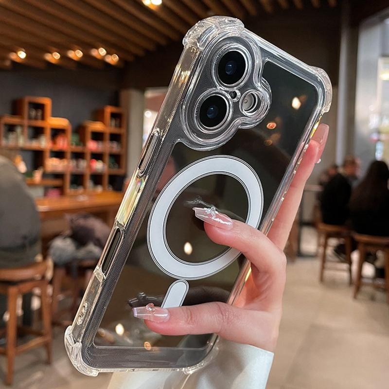 Soft Wireless Charge Magsafe Silicone Phone Case For iPhone 11 12 13 14 15 16 17 Pro Max Plus Transparent Magnetic Bumper Cover