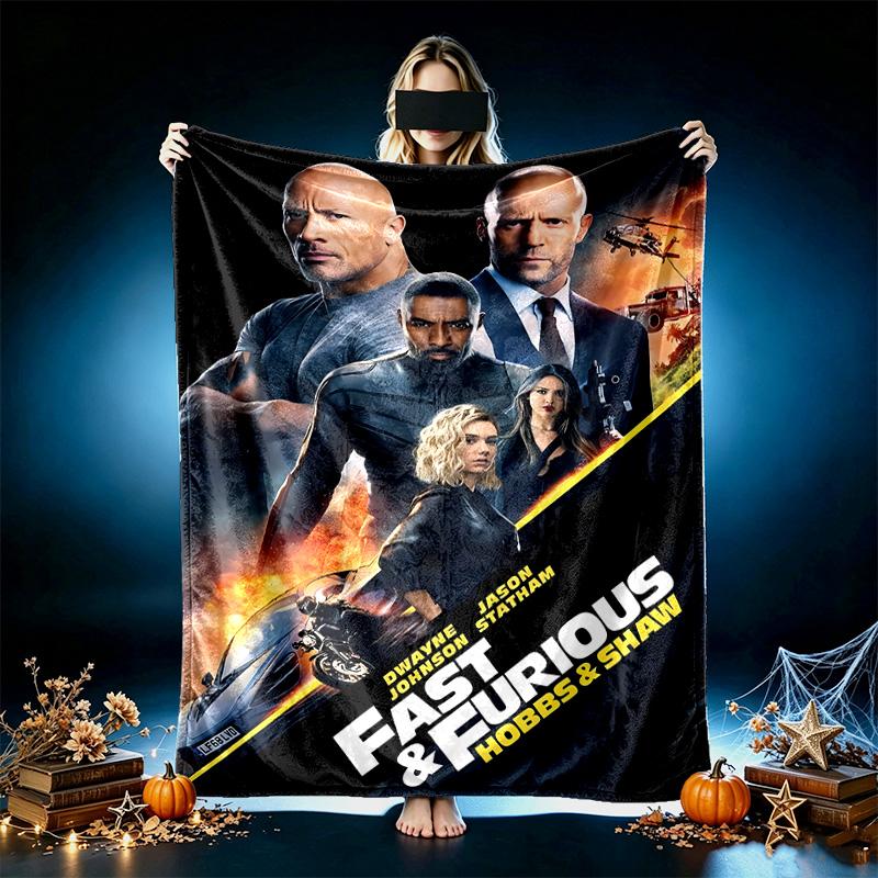 1pc Fast Furious Movie Poster Blanket, Cozy Printed Throw Blanket, A Heartfelt Gift for Your Family and Friends