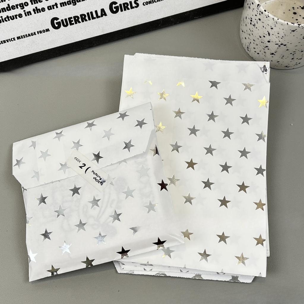 20Pcs 13*18cm Shiny Ins Silver Star Card Paper Bag Kpop Star Photo Card Selling Card DIY Girl Gift Packing Paper Pocket