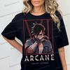 Arcane Vi Fashion Streetwear T-shirt for Men Women League of Legends Trending Clothes Jinx Anime Fans Gift Street Style Tshirts