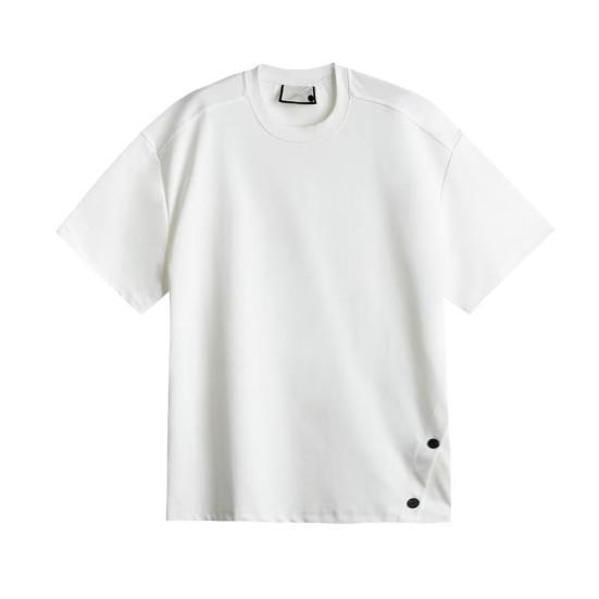

Мужская футболка с круглым вырезом, коротким рукавом, повседневные топы с застегивающимся на пуговицы краем, мягкие легкие пуловеры, домашняя спортивная одежда для улицы M белый