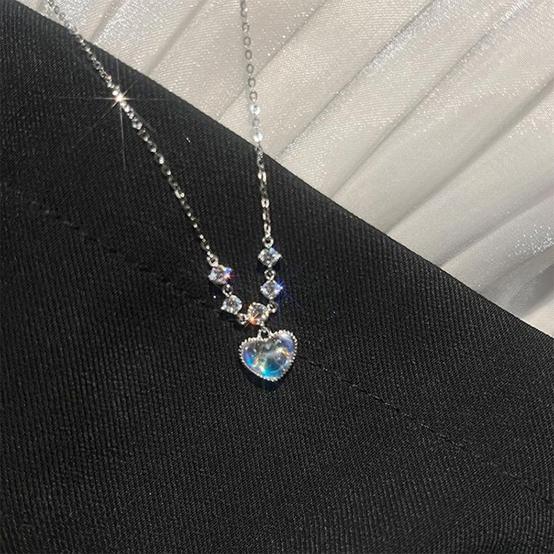 Korea New Design Pink Zircon Bowknot Cross Pendant Necklaces Y2K Girls Sweet Rhinestone Heart Clavicle Chain Women Zircon Gifts
