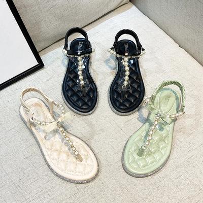 Damen Mode Sandalen Neue Sommer Mädchen Schöne Perlenkette Perlen Freizeit Hausschuhe Bequeme Freizeit Schuhe