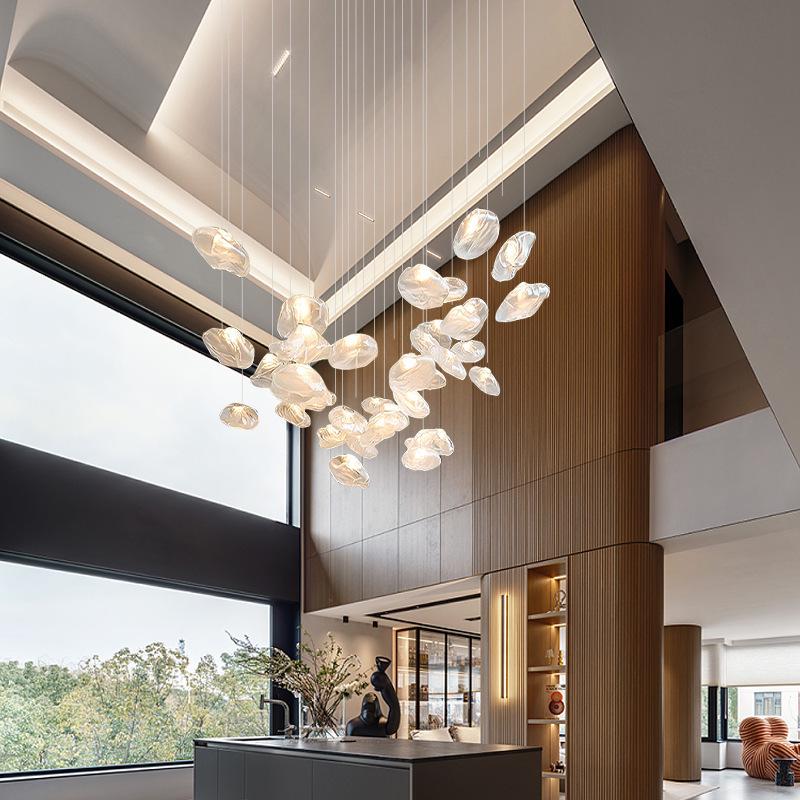 Designer Glass Cloud Staircase Pendant Light for Loft or Villa Living & Dining Rooms