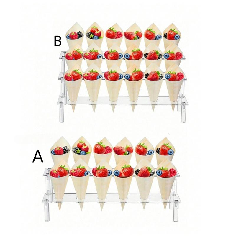 Trapezoidal Acrylic Ice Cream Cone Dessert Holder Tray Waffle Cone Display Stand Storage Rack Wedding Party Food Baking Tools