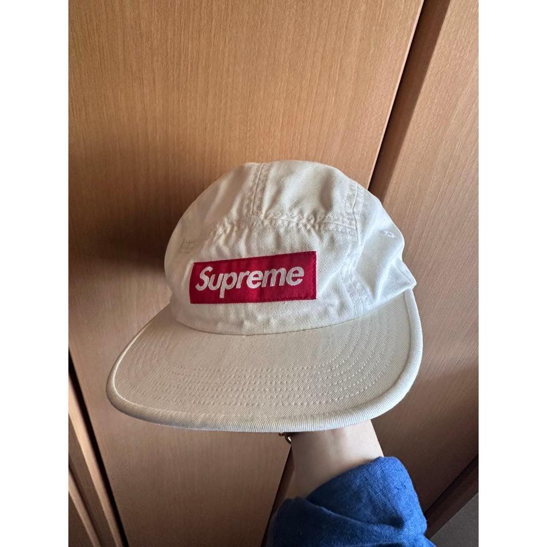 Used Supreme Washed Chino Twill Camp Cap Leather