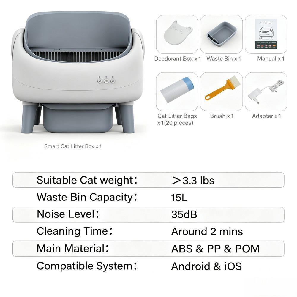 Crigge MINI-C Intelligente Katzentoilette, Offene Oberseite, Selbstreinigendes System, WiFi App-Steuerung, Gesundheitsüberwachung, 35dB Ultra-Leiser Betrieb