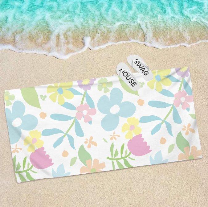 

Vibrant Tropical Print Bath Towel - Soft Absorbent Towel for Family & Travel, Colorful Beach Design for Summer Fun W30*H60(CM)