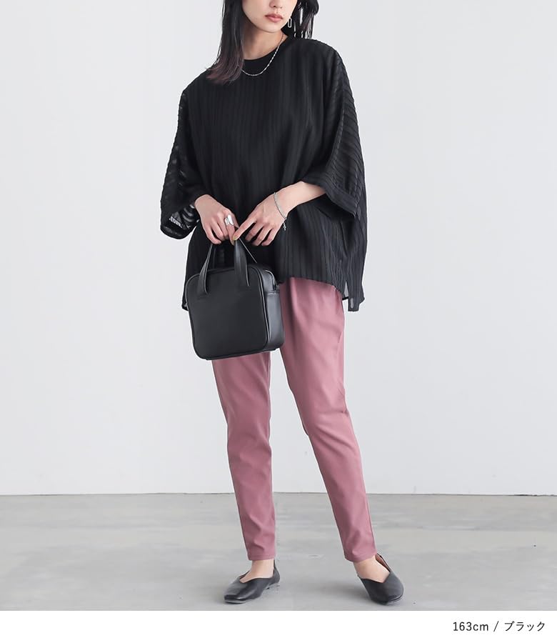 Oshare Walker Jacquard Layered Cut and Short Dolman Round Plus Loose 12tn0k5 n'OrLABEL [Cut Top] Women's Top, Sewn, Sleeves, 3/4 Sleeves, Style,