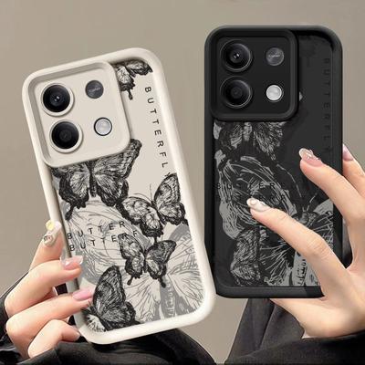 Für Xiaomi Poco F6 X6 Pro X5 13T 11T Redmi Hinweis 13 12 11 Pro 10 Telefon Fall Stoßfest Flüssigkeit Silikon Schmetterling Muster Soft Cover