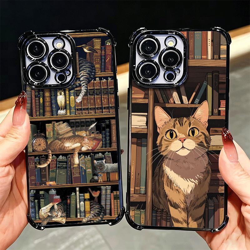 Cute Cat Bookshelf Interesting Soft Phone Case For Xiaomi Poco X7 X8 Pro Max X6 X5 X3 F8 Ultra F7 M8 M7 M5S Redmi 15C 15A 15 14C