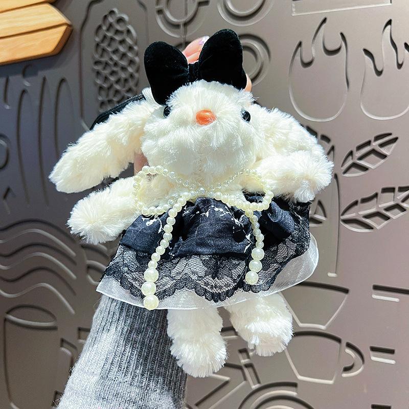 Creative Cartoon Plush Princess Dress Long-eared Rabbit  Female Cute Rabbit Girl Heart Bag Pendant