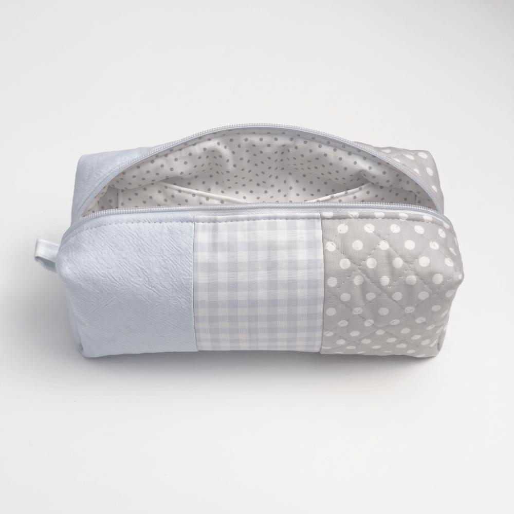 Plaid Pattern Pencil Case Polka Dot Patchwork Pencil Case Japanese Style Pen Bag  Office Use