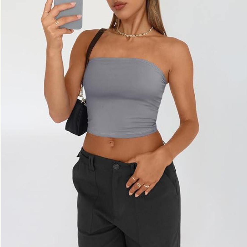 Strapless Tank Top Solid Color CropTops Women Summer Camis Casual Camisole Fashion Tube Female Sleeveless Cropped Y2K Clothes