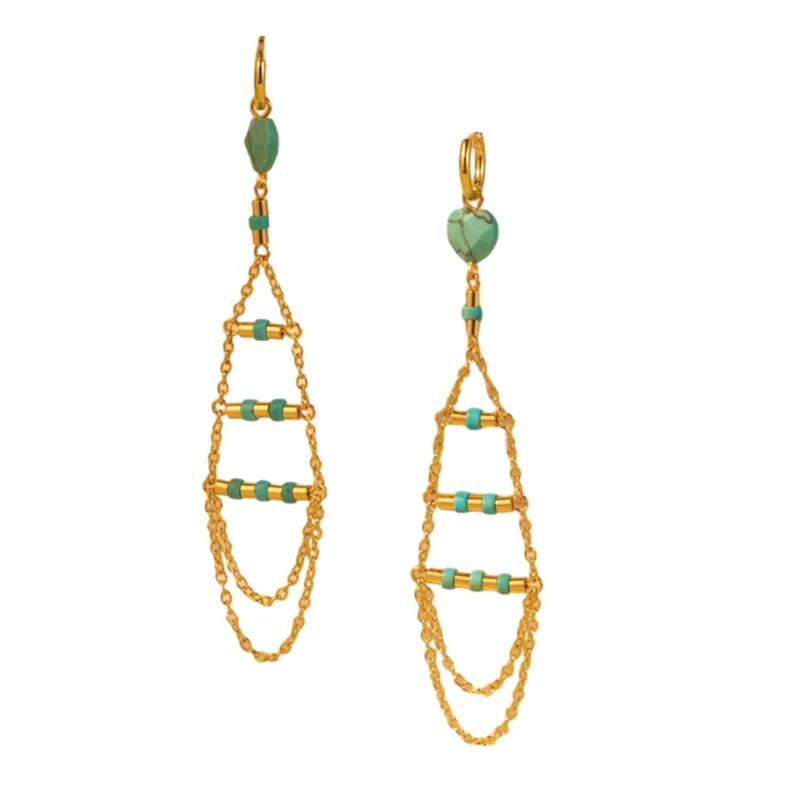 Delicate Natural Stone Dangle Earrings Adornment Chic Ear Drop Pendant Accessories Fringe Ear Hooks for Daily Wear Dates