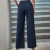 Women's pants solid color loose stretch waist casual pants