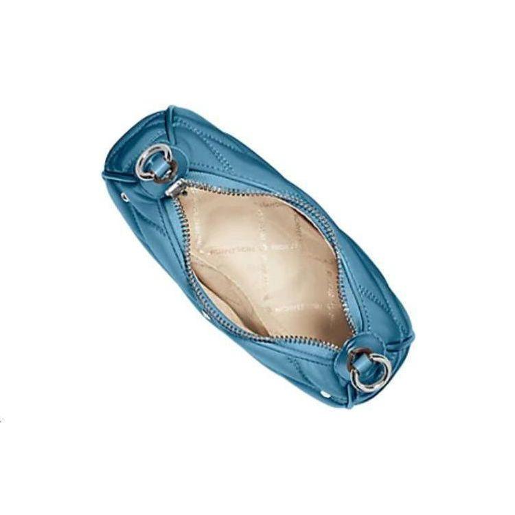 Michael Kors Quilted Design Silver Hardware Accessory Polyurethane Blend Handheld Crossbody Shoulder Bag Women Bags Blue 35H3S4CC5UTEAL