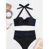 2026 European and American Fashion Hot Selling Hard Bag Gathered Women's Bikini Solid Color Set, Suitable for Vacation, Festival