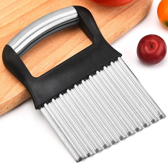 Sharp Blade Vertical Force Potato Cutter Easy to Clean Cut Wavy Potato Chips Stainless Steel Ergonomic Handle Crinkle Slicer for Burger Shop